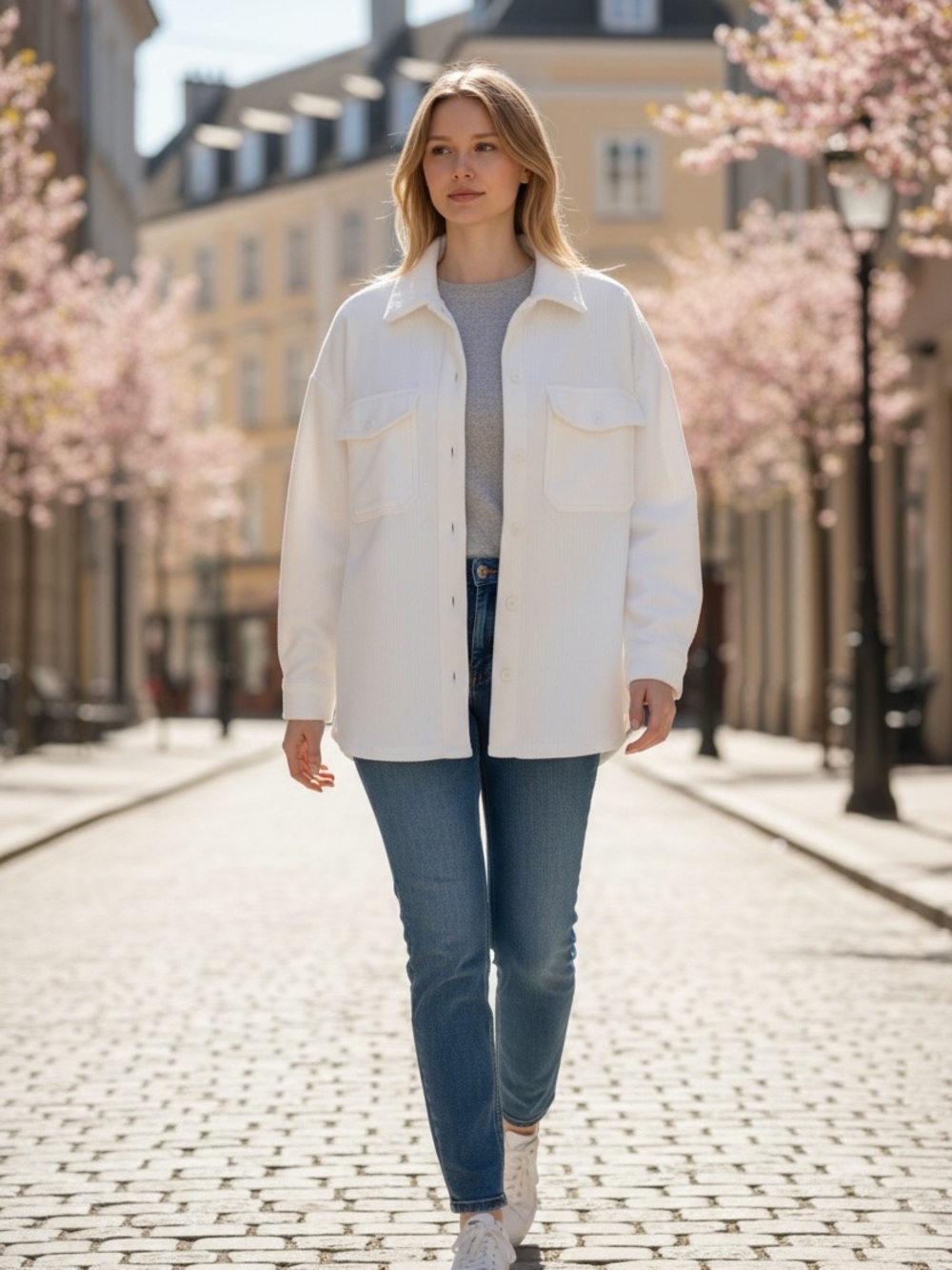 Women’s Mondetta Cream Overshirt Jacket - Classic Relaxed Fit